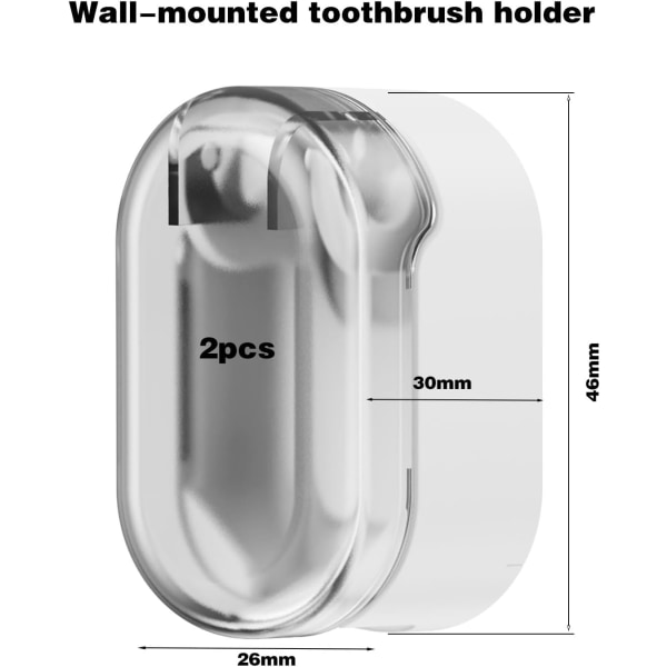sh Holder 2-pak, støvtæt elektrisk tandbørsteholder vægmonteret klæbende tandbørsteholder til badeværelse tandbørsteopbevaring White 2pcs