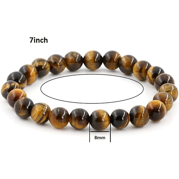 Kristall armband, 8mm Naturstenpärlor Armband, Läkande Kristall Armband för Kvinnor Män Tiger eye