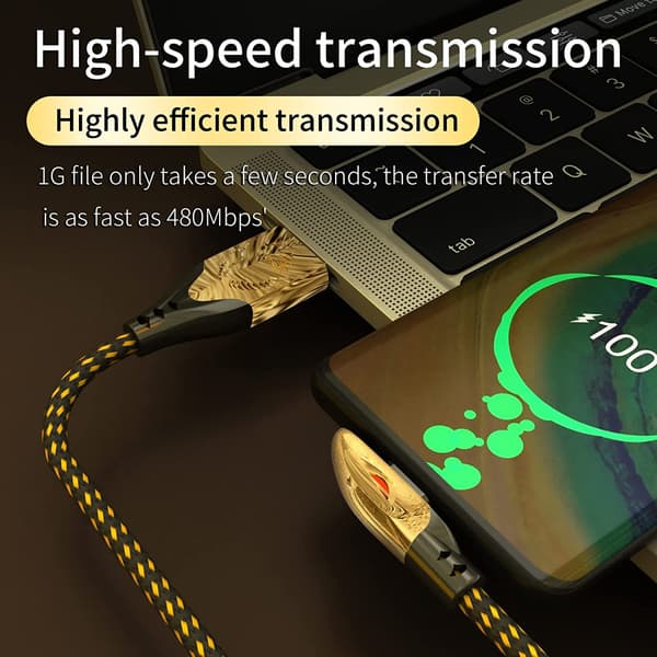 90 graders Type C USB-kabel 3 meter【1 pakke 66W】Spildesign R