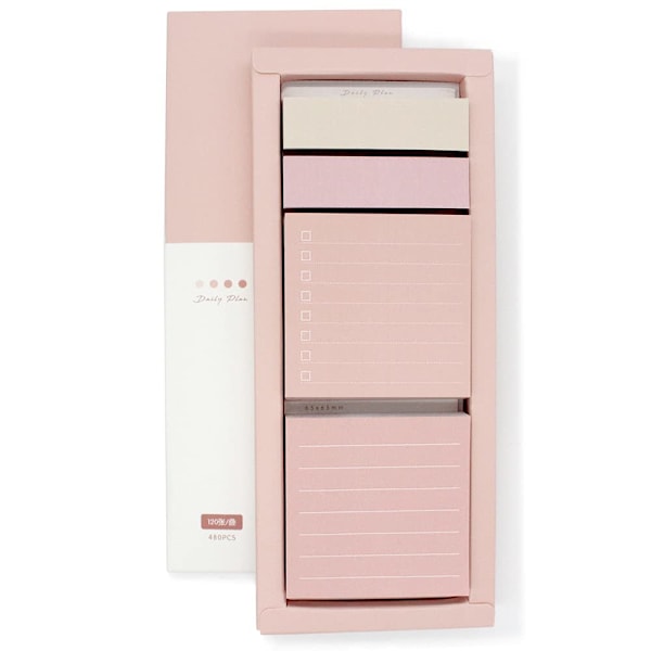 Pink Lined Notes Sæt, 240 Pastel Sticky Notes, Selvklæbende Indeks Labels, Søde Memo Notepads til Skole, Kontor og Hjem pink