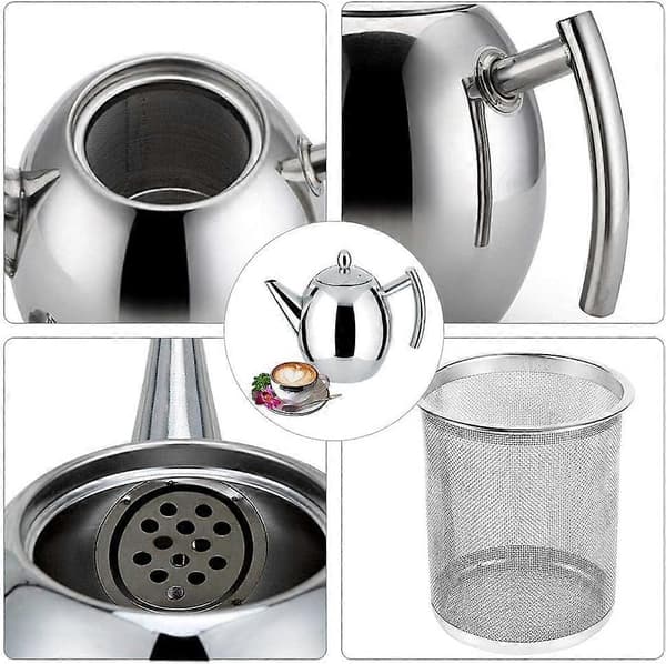 1,5L tekande i rustfrit stål til komfur med si til løs te og kaffe - Holdbart og stilfuldt design