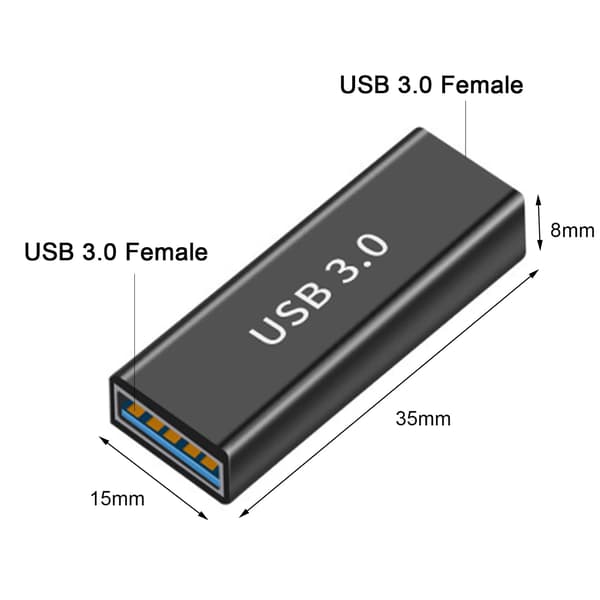 USB hunn til hunn-adapter, 2-pakning, USB 3.0-adapterforlenger