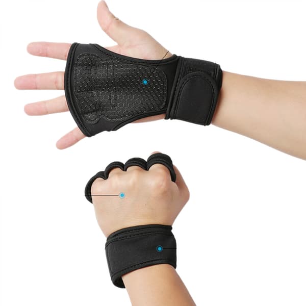 Tyngdlyftningshandskar, Gym Barehand Grip, Stöd Alpha Cross-Training, Rodd, Styrkelyft, Pull Up (Svart, L)