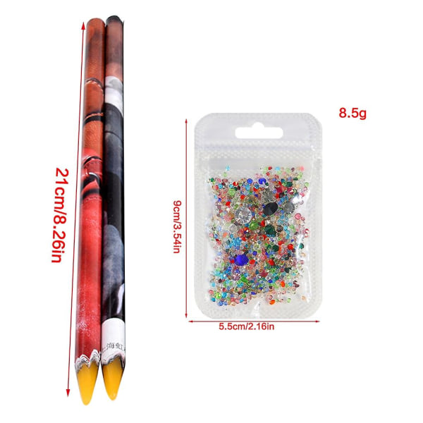 Nail Art Picker Resin blyant med fargerike rhinestones perle prikkede plukke opp verktøy