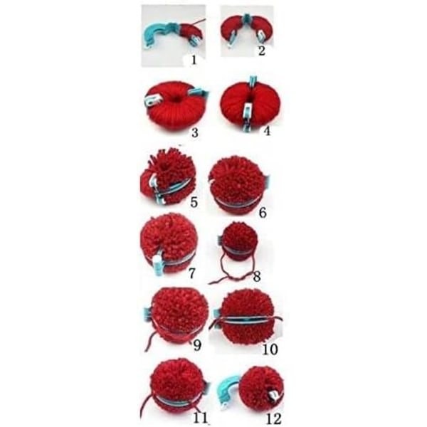 Pom Pom Maker, Pompom Makers Handgjorda Pom Pom Verktyg Tillverkning Leksak Hantverk Set DIY Fluff Boll Bobble Weaver Nål Stickning Ull Blue Green Pink Yellow