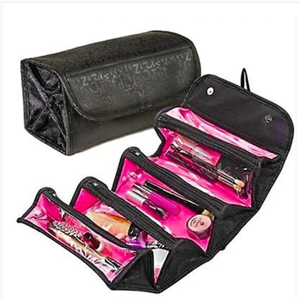 Make-up taske / Nødvendig hængebar Sort praktisk toilettaske har 4 praktiske lynlåsrum
