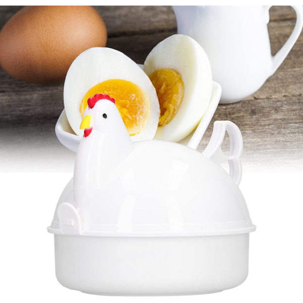 Mikrobølgeovn Egg Boiler for 4 Egg, Kyllingformet Mikrobølgeovn Egg Boiler Cooker Mikrobølgeovn Hardkogt Egg Maker 4 Egg Egg Boiler Steamer Kyllingform Eg
