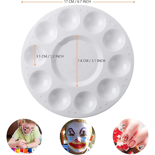 Hvid - 2-delt plastpalet, palet til kunstnerisk maling, palet til blandede medier, farvepalet