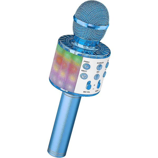 Mikrofoni karaokelle, Bluetooth mikrofoni kaiuttimella ja dynaamisella valolla, langaton mikrofoni karaoke lapsille laulamiseen, äänitys, kotibileet, komp.