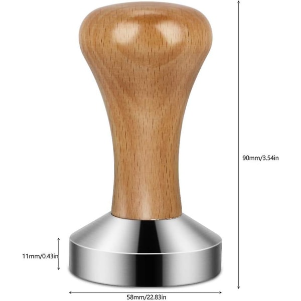 Trætamper, Rustfrit Stål Kaffetamper Rustfrit Stål Kaffemager Tamper Til Kaffemaskine 58mm (1 stk)