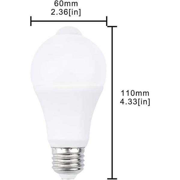 E27 Led Bulb With Motion Sensor Smart Light 9 W Replaces 90 W Energy-saving Bulb 120 Beam Angle, White, E27, 9 W