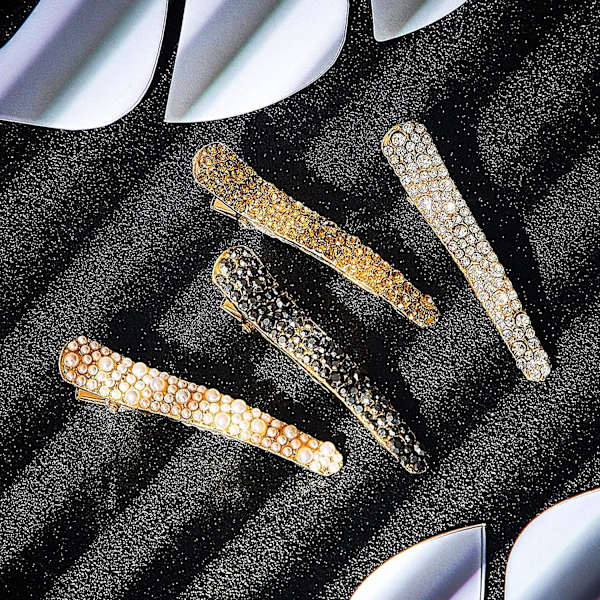 8 st pärlor strass alligator hårklämmor strass näbbklämmor näbbhårnålar hårspännen, 4 färger