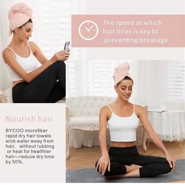 Mikrofiber Håndklæde til Kvinder Blødt Hurtigtørrende Håndklæde Anti-Krus Håndklæde til Kvinders Våde Hår Tykt Hår (Grå)