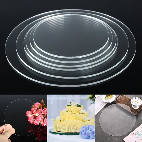 Praktisk rund kant kakdisk Non-stick transparent akryl kakbasplatta för kakor servering