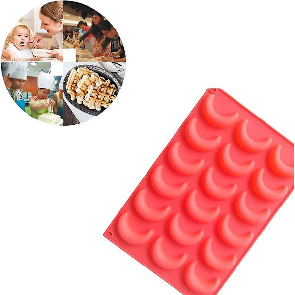Kageform Værktøj Kageforme Måneformet Silikonform Kagedekoration Form (1 stk, Rød)