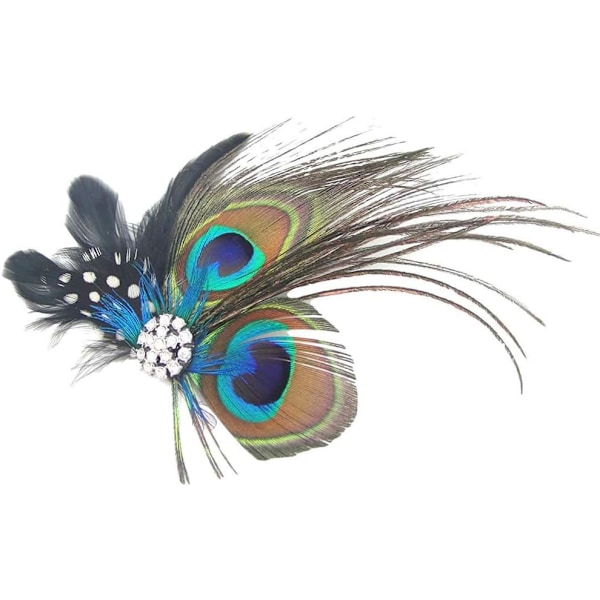 2 stk. Fashion Påfuglefjer Hårklemme Hårnåle Aftenkjole Hovedbeklædning Bryllup Fjer Fascinator til Kvinder og Piger Green 1 count (Pack of 2)