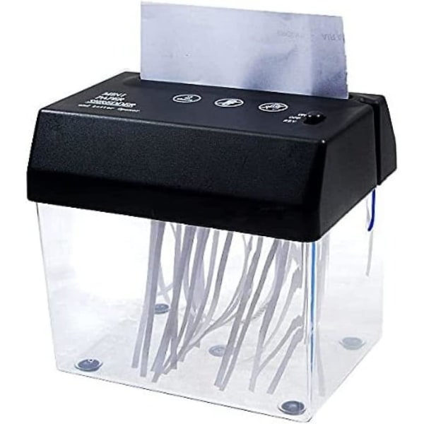 Desktop brettet papirstrimmelskåret liten usb-makuleringsmaskin for hjemme/kontor (1 stk, svart)