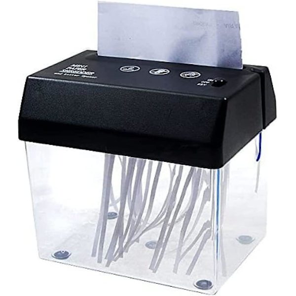 Skrivebordspapirstrimler-kutter, liten USB-shredder for hjem/kontor (1 stk, svart)