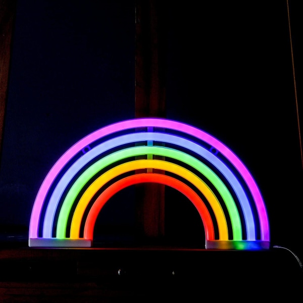 Bord LED-natlys Farverige regnbue neonlampeskilte lyser op til værelset