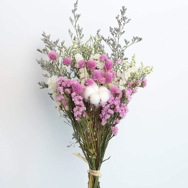 Tørrede Blomster Rosa Bomulds Planter Håndlavede Pynt Hjem DIY Blomster Vase - Rosa