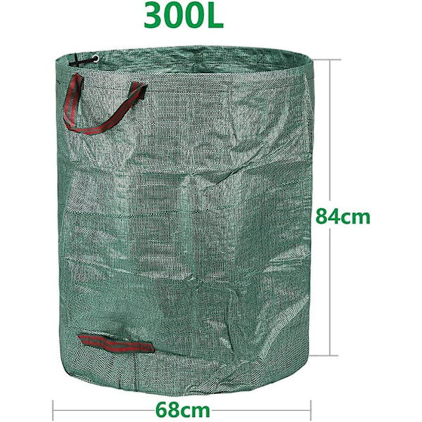 Hageposer 3x300l, Slitasje- og Vanntett Hage-Avfallsposer, Store Poser Med Håndtak, Sammenleggbare Og Gjenbrukbare