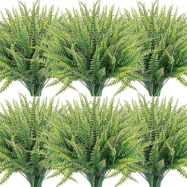 13 bunter kunstige planter, falske Boston-bregnegrønne utendørs UV-bestandig Ingen falming Faux