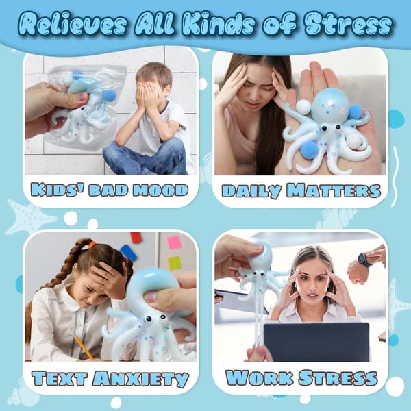 Sensorisk Squishy Squishy Legetøj, Klemme Fidget Stressbolde til Børn og Småbørn, Kawaii Squishy Bold til Julepynt, Klasseværelse Blue