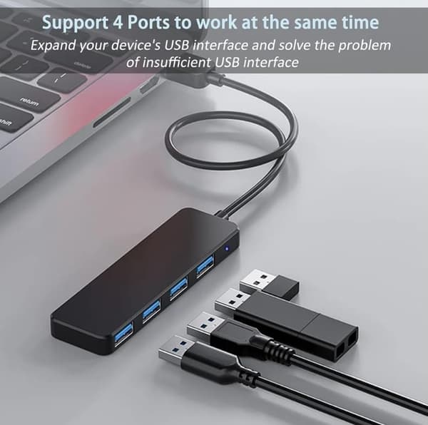 4-portars USB 3.0 Hub Splitter Extender Adapter, Multi-Port USB-expander för bärbar dator Xbox Flash Drive Tangentbord Musanslutning