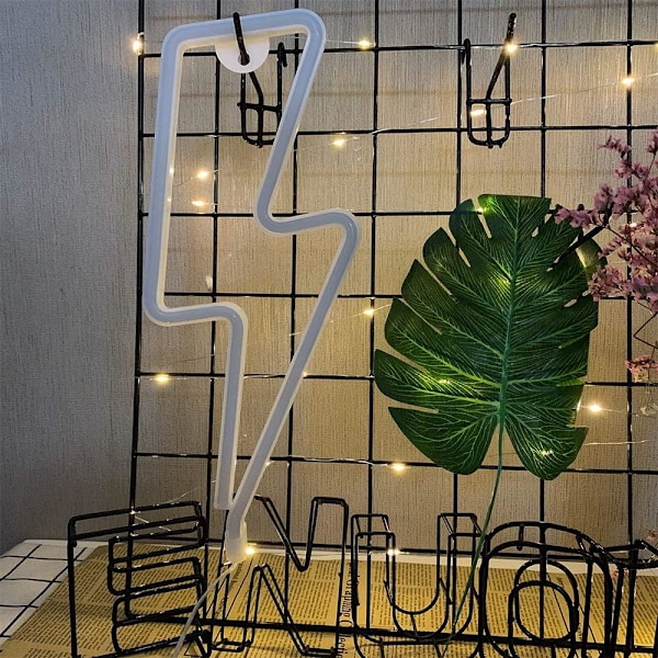 Blixtbult Neonljus Blått Neonljusskyltar Neonljus för väggar USB/Batteridriven Neon Nattlampa Neonljus Blixt LED Ljusskylt