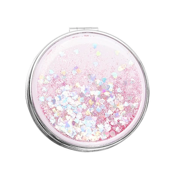 Kaksisivuinen Kompakti Meikkipussi Peilillä, Glitter-Suorakulmainen Ja Pyöreä Magneettinen Taittuva Peili (2 kpl, Vaaleanpunainen)