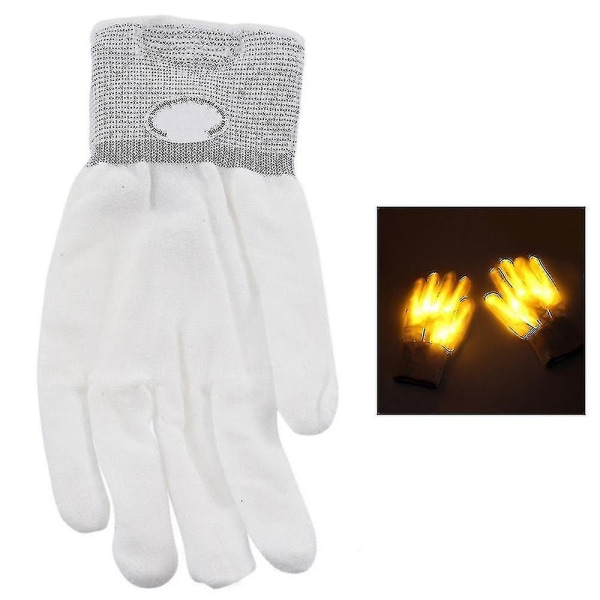 Led Farverige Handsker Finger Lights Party Rave Blinkende Handske Børn Unisex Gul