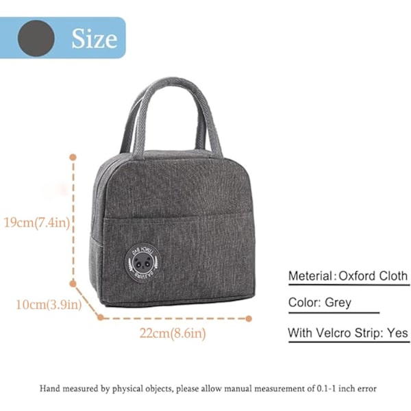 Lunsjpose Tote Bag for Kvinner Bred Åpen Isolerte Kjølepose Vannbestandig Termisk Lekkasjesikker Lunsjarrangør for Menn Jenter Utendørs Piknik Arbeid Grey