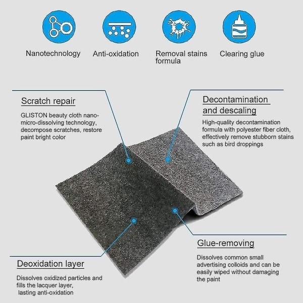 Nano Sparkle Klud (grå 4 stk), 2022 Nano Sparkle Klud til bilridser, Nano Magic Klud Reparerer nemt malingsridser
