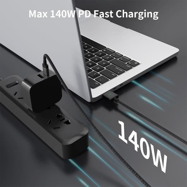 USB-C til MagSafe 3-kabel til MacBook Pro og Air Nylon 2m 140W Black