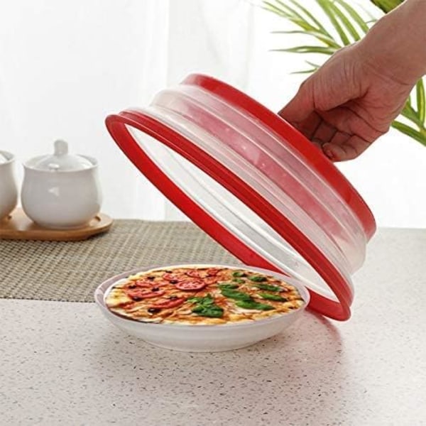 Taitettava mikroaaltouunin ruoansuojus BPA-vapaa TPR, 10,5 tuumaa, pyöreä kahvalla (punainen + harmaa + satunnainen väri) 3 Pack