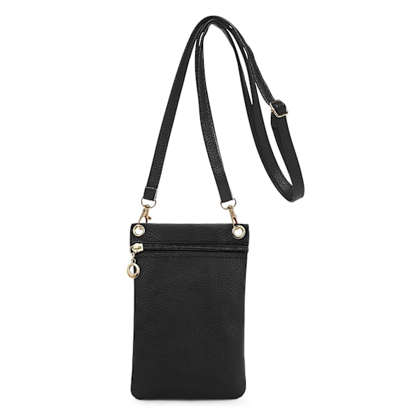 Liten Mobilväska, Mjuk Mobilväska i PU-läder för Damer, Mobilficka Crossbody Mobilväska - Svart black