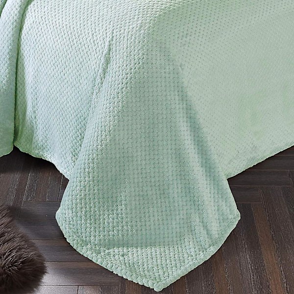 Flanellfilt, 167x228 Cm Mjuk Soffafilt, Våffelfleecefilt För Soffa, Mintgrön Filt