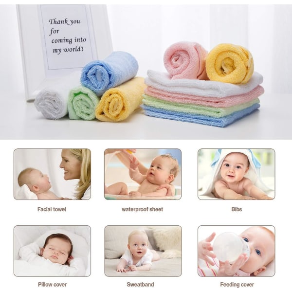 10 stycken Baby Handdukar Bambufiber Ansiktsservetter 25 * 25 Cm Barnhanddukar Flerfärgade Badlakan Kökshanddukar