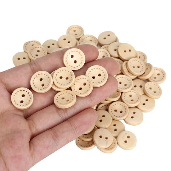 100 stk treknapper sirkulær trefarge DIY tilbehør sying 2-hulls knapp 1,5 cm