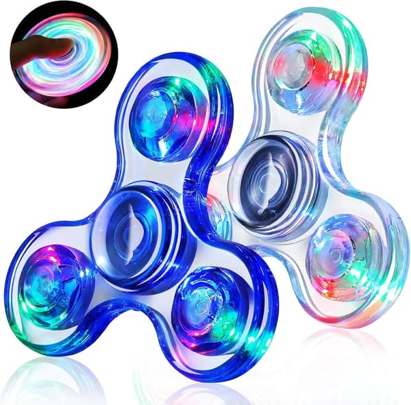 Fidget Spinners, 2-pak LED-lysende sensorisk legetøj til stresslindring, fødselsdagsgaver til børn og voksne med angst