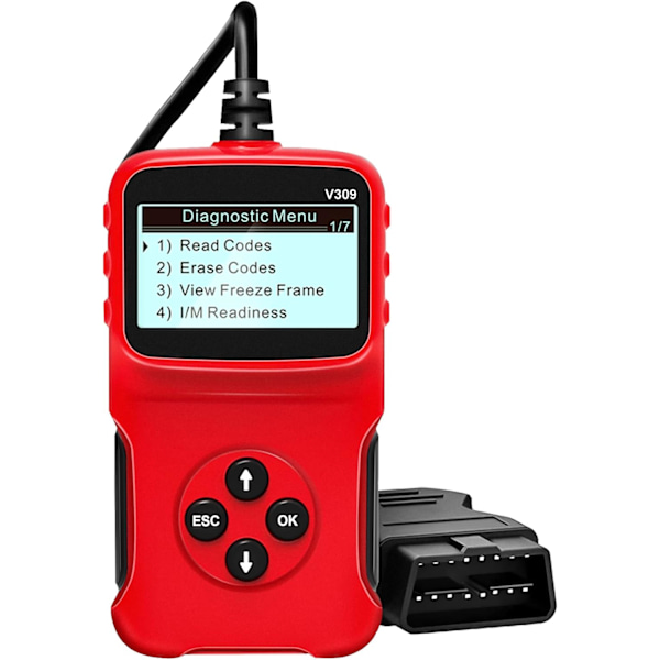 Car OBD2 Scanner Universal Wired Auto Engine Fault Code Reader CAN Diagnostic Scan Tool V309 til Check Engine Light, I/M Readiness Smog Check, HD LCD V309