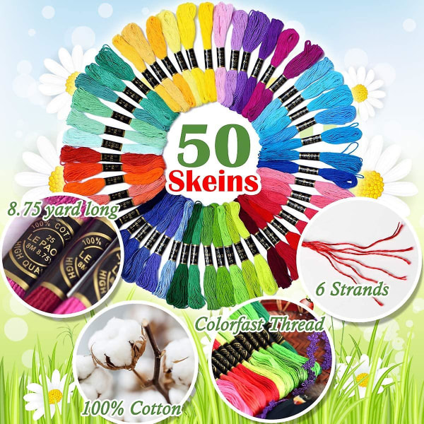 Kirjontalanka Rainbow Color 50 vyyhtiä per pakkaus Ristipistolangat
