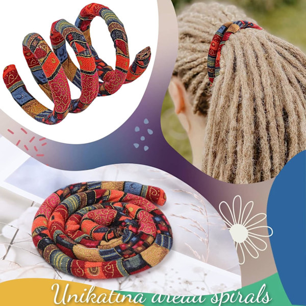 Spiral Lock Hårband Dreadlock Tillbehör, Böjbara Hårband Långa Dreads, Bun Wrap Ponytail Wrap Tie Tjockt Lockigt för Kvinnor och Män Ponytail Hållare ( Red Pattern