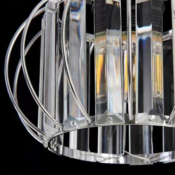 Mini Krystall Taklampe Moderne Krom Halvmontert Taklampe for Soverom Spisestue Stue Gang Chrome (Crystal Lampshade)
