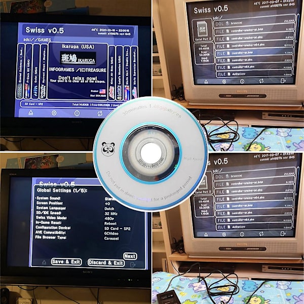 Sd/tf-korttisovitin, asennetut pelit Gamecubille ja Sd2sp2, Mini Dvd