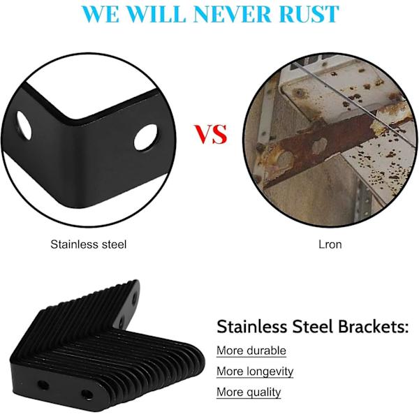 Feste Brakett Svart Høyre Vinkel Metall L-formet Brakett Braketter Med Skruer For Tre Møbler Skap Brakett 20 Stykker 40 * 40 * 18mm