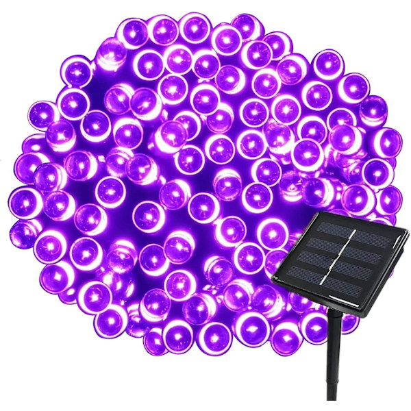 22m Solcellslampor 200 Led 8 Stränglampor Idealisk För Fest, Bröllop, Födelsedag Och Utomhusträdgård (lila, 1 st)