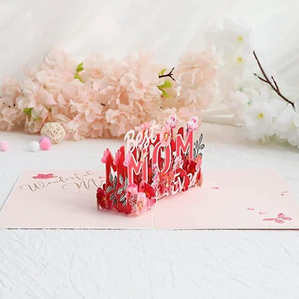 Äitienpäiväkortti, Äidin syntymäpäiväkortti, 3D Pop-up Äidin syntymäpäiväkortti, Kuori mukana