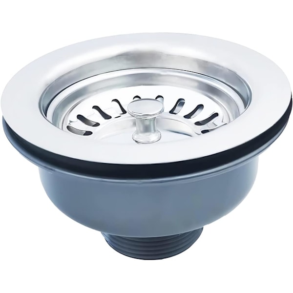 Sink Collection, 114mm Stainless Steel and PVC Kitchen Sink Basket Strainer Plug Waste G1½"