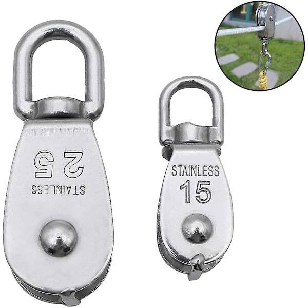4 stk. M15 og M25 Rustfrit Stål Løftetrisse Enkelt Svingtrisse Rulletrisse Leje Maskin Belastningskapacitet 35kg og 150kg - Sølv